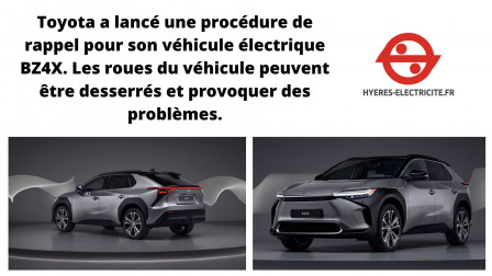 Toyota a lancé une procédure de rappel pour son véhicule électrique BZ4X. Les roues du véhicule peuvent être desserrés et provoquer des problèmes.jpg, juin 2022